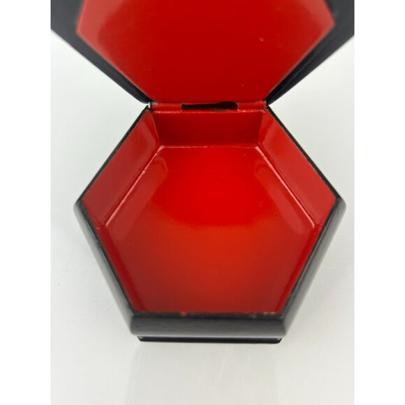 Artist Signed Russian Black Lacquer Trinket Box Hexagon Boy Donkey Pony READ - Picture 10 of 15